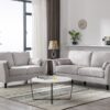 Damian - Woven Living Room Fabric Sofa, Loveseat (Set of 2) - Light Gray - Image 8