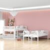 Full Over Full Over Full Triple Bed With Built-In Ladder And Slide, Triple Bunk Bed With Guardrails - White - Image 12