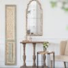 Large Wooden Rectangle Hanging Panel Decorative Wall Sculpture, Carved Wall Art - Beige - Image 3
