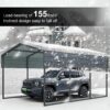 10 X 15 Ft Carport, Outdoor Carport, Heavy Duty Carport Canopy With Galvanized Steel Roof And Frame, Metal Carport Large Garage For Driveway Car, Truck - Charcoal - Image 3