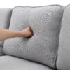 4 Seater Modern Linen Sofa With Armrest Pockets And 4 Pillows, Minimalist Style Couch - Light Gray - Image 14