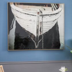 Large And Rectangular Wall Art With Frame, Wall Decor For Living Room - White / Blue