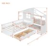 Twin Size House Bed With Sofa, Kids Platform Bed With 2 Drawers And Storage Shelf - White - Image 11