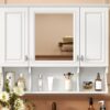 Wall Mounted Bathroom Medicine Cabinet, Modern Bathroom Wall Cabinet With Mirror, Mirror Cabinet With Open Shelves - White - Image 26