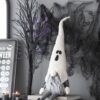 Sitting Gnome With Ghost Hat, For Halloween Decor - Black White - Image 8
