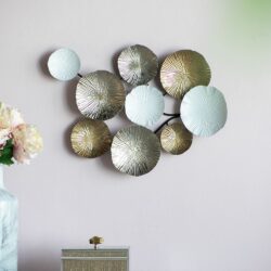 Contemporary Metal Wall Decor Accent - Golden / White
