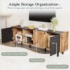 Mid Century TV Stand With 3 Cabinets, Media Console Table For Tvs Up To 70'', Entertainment Center With Storage For Living Room - Black / Brown - Image 6