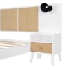 Queen Size Bed Frame With 2 Nightstands Elegant Design With Lamps - White - Image 9