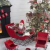 Iron Sleigh Medium, Distressed Christmas Santa Sleigh Holiday Decoration - Black / Red - Image 6