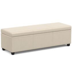 Avalon - Extra Large Storage Ottoman Bench - Satin Cream