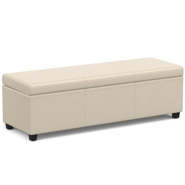 Avalon - Extra Large Storage Ottoman Bench - Satin Cream