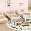 Full Over Twin & Twin Triple Bunk Bed With Drawers, Multi-Functional Frame With Desks And Shelves In The Middle - White - Image 14
