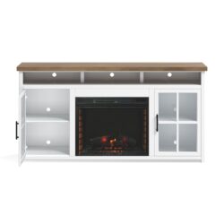 Hampton - Fireplace TV Stand Console For TVs Up To 85" - Jasmine Whitewash / Barnwood
