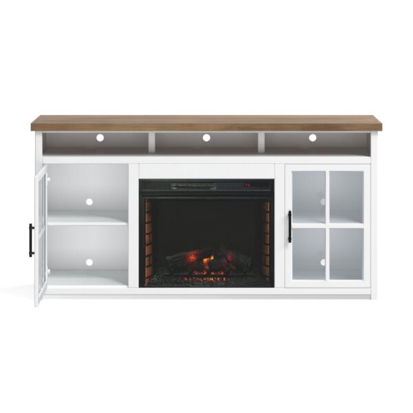 Hampton - Fireplace TV Stand Console For TVs Up To 85" - Jasmine Whitewash / Barnwood