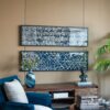 Rectangular Shaped Rice Paper Shadow Box Decor Wall Art, Transitional Style Wall Decor (Set of 2) - White / Blue - Image 5