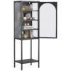 Metal Glass Door Display Storage Cabinet, 5 Tier Cube Bookshelf Storage Cabinet With 3 Adjustable Shelves For Kitchen, Dining Room, Living Room, Bathroom, Home Office - Black - Image 5