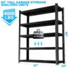Wide Metal Shelves, With 5 Removable Dividers, Large Capacity, Strong Load Bearing, Suitable For Garage, Kitchen And Office - Black - Image 8