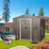 8Ft x 6Ft Outdoor Metal Storage Shed With Floor Base (SKU: W540S00012) - Gray - Image 4