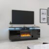 Large TV Cabinet With Fireplace Can Heating Change Color 9 Models 8 Levels Have LED Light - Black - Image 2