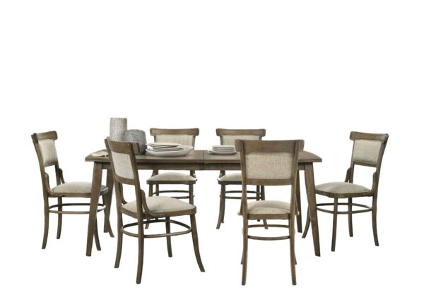 Bistro - 7 Piece Dining Table With Off White Fabric Dining Chairs (Set of 7) - Vintage Walnut