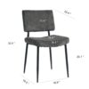 Modern Dining Chair (Set of 2) Fabric Upholstered With Black Metal Legs, Home And Bedroom Use - Gray - Image 3