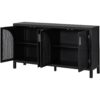 Large Storage Space Sideboard With Artificial Rattan Door And Metal Handles For Living Room And Entryway - Black - Image 11