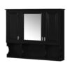 Wall Mounted Bathroom Medicine Cabinet, Modern Bathroom Wall Cabinet With Mirror, Mirror Cabinet With Open Shelves - Black - Image 16