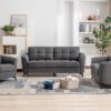 Callie - Woven Fabric Sofa Loveseat Chair Living Room (Set of 3) - Gray - Image 11