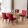 Ultra Side Dining Chair, Thickened Fabric Chairs With Neutrally Toned Solid Wood Legs, Bronze Nail Head (Set of 2) - Wine Red / Burgundy - Image 17
