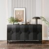 Accent Lacquered 4 Door Wooden Cabinet Sideboard Buffet Server Cabinet Storage Cabinet, For Living Room, Entryway, Hallway, Office, Kitchen And Dining Room - Matte Black - Image 3
