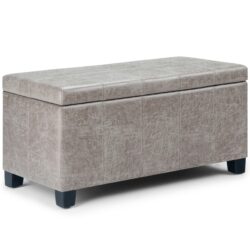Dover - Storage Ottoman Bench - Distressed Gray Taupe