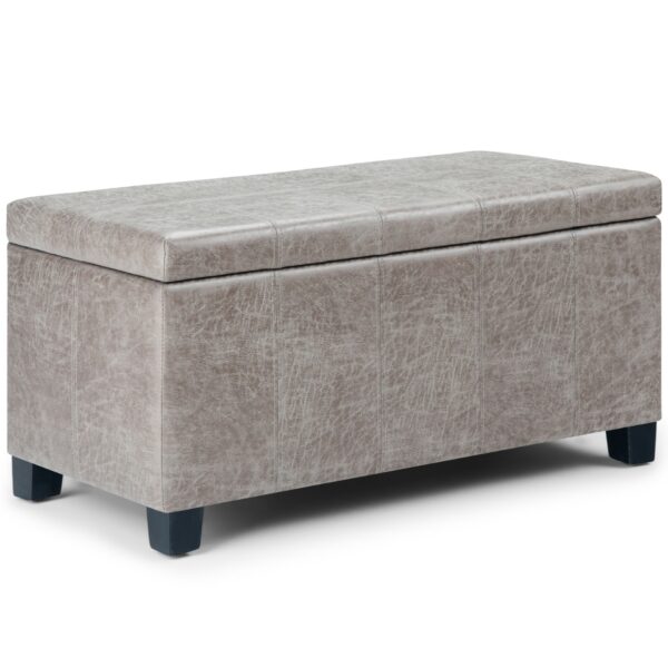 Dover - Storage Ottoman Bench - Distressed Gray Taupe