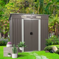 Outdoor Metal Storage Shed - Dark Gray