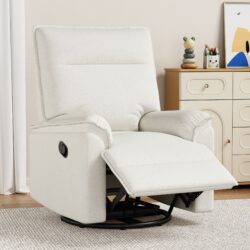 360° Swivel Upholstered Manual Recliner Chair Theater Recliner Sofa Nursery Glider Rocker For Living Room - Beige