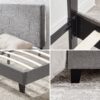 Queen Size Upholstered Platform Bed Frame, Wood Slat Support - Gray - Image 5