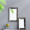 Antique Rectangle Mirror With Floral Accents, Mirrored Display Tray, Hanging Wall Mirror - Silver - Image 5