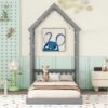 Twin House-Shaped Roof Headboard Floor Bed, (Without Slats) - Gray - Image 4