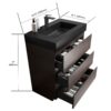 Alice - 30" Walnut Bathroom Vanity With Sink, Large Storage Freestanding Bathroom Vanity For Modern Bathroom, One-Piece Sink Basin Without Drain And Faucet - Walnut / Black - Image 5