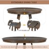 5 Piece Retro Functional Dining Set, Round Table With Leaf And 4 Upholstered Chairs For Dining Room And Living Room - Walnut - Image 6