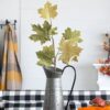 Velvet Maple Leaf Spray, Botanicals Decor For Harvest Festival Fall Festival & Thanksgiving Table Decorations (Set of 6) - Green - Image 2