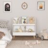 Kids Bookshelf And Toy Organizer, 5 Cubbies Wooden Open Bookcase, 2-Tier Baby Storage Display Organizer With Legs, Free Standing For Playing Room, Bedroom, Nursery, Classroom - White - Image 7