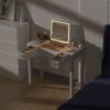 Vanity Table With LED Lights, Flip-Top Mirror And 2 Drawers, Jewelry Storage - Chic White - Image 10