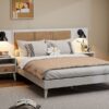 Queen Size Bed Frame With 2 Nightstands Elegant Design With Lamps - White - Image 15