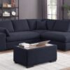 Joshua - Woven Fabric Sectional Sofa With Right Facing Chaise and Console Ottoman - Dark Gray - Image 6