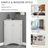 Triangle Bathroom Storage Cabinet With Adjustable Shelves, Freestanding Floor Cabinet For Home Kitchen - White - Image 13