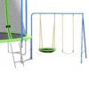 12Ft Trampoline With Slide And Swings, Astm Approved Large Recreational Trampoline With Basketball Hoop And Ladder, Outdoor Backyard Trampoline With Net, Capacity For Kids And Adults - Green / Blue - Image 3