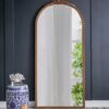 Hand Carved Rose Antique Mirror Frame, Large Arch Mirror Wall Decor For Living Room, Bathroom, Entryway - Brown - Image 5