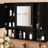 Wall Mounted Bathroom Medicine Cabinet, Modern Bathroom Wall Cabinet With Mirror, Mirror Cabinet With Open Shelves - Black - Image 23