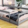 Twin Size Wood Bed With House-Shaped Headboard Floor Bed With Fences - Gray - Image 4