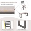 6 Pieces Family Furniture, Solid Wood Dining Room Set With Rectangular Table & 4 Chairs With Bench - Gray - Image 7